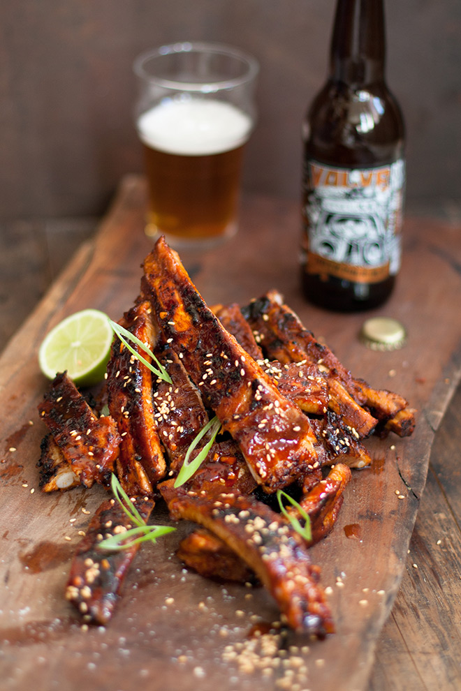 Fiery Korean bbq pork ribs