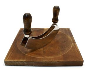 Jamie Oliver's Mezzaluna and Acacia Wood Board