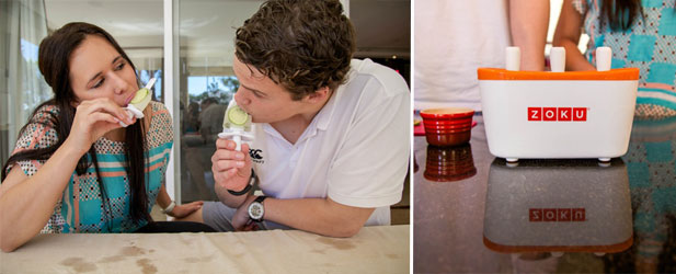 bride diaries couple enjoying litchi mojito Zoku pops