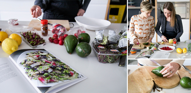 Making salad club lunch
