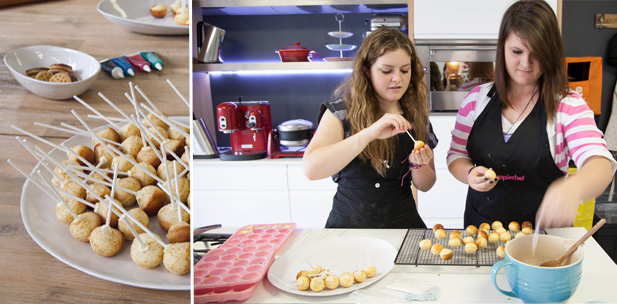Interns baking cake pops Our interns baking cake pops