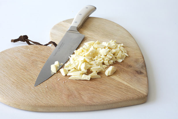 Chopped up white chocolate White chocolate